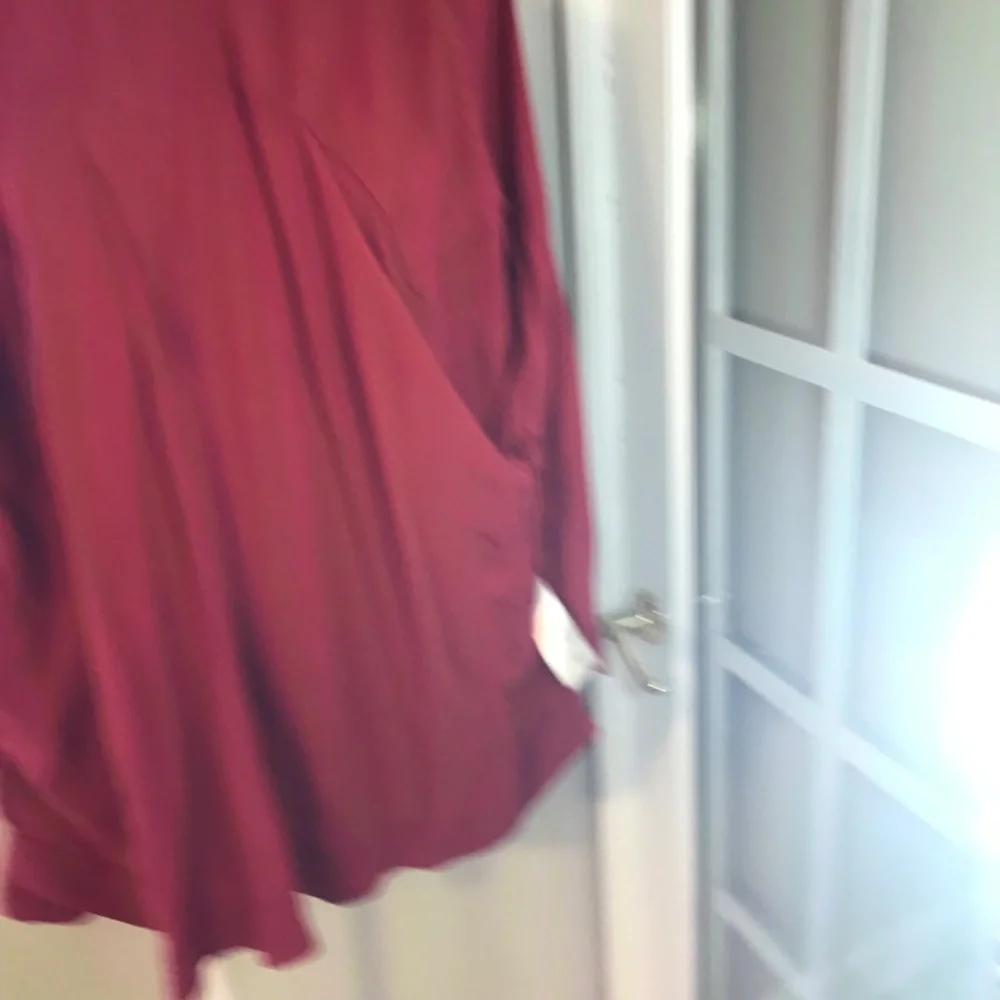 Women's Red Button-Front Oversized Blouse